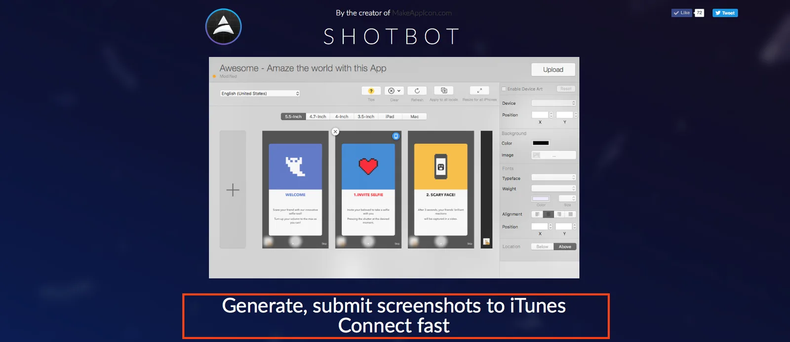 Shotbot landing page screenshot A/B test Img