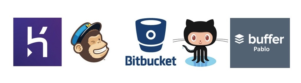 SaaS tools Heroku Mailchimp Bitbucket GitHub Pablo Buffer