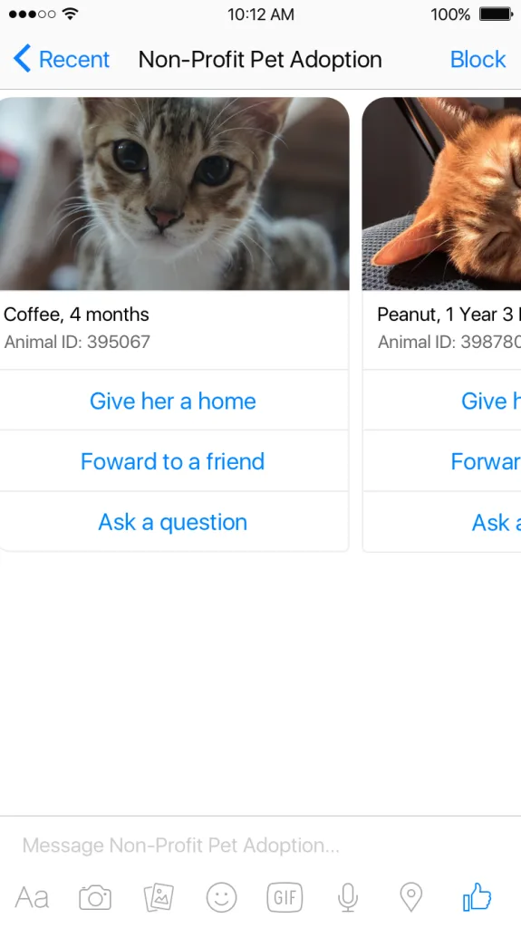 Facebook Messenger Non-pro fit Bot Screenshot 1