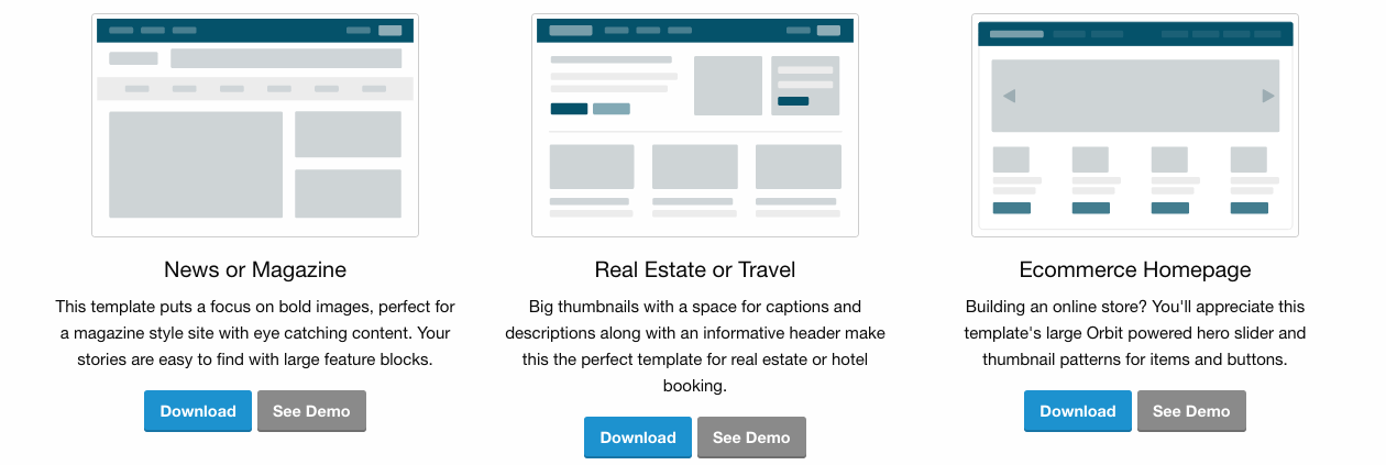 Zurb Foundation 6 Layout Templates