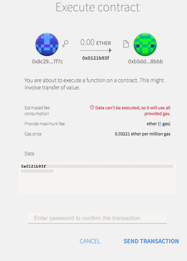 Distributed computation with Ethereum - Execute Will Fail